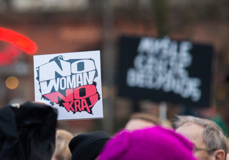 Wroclaw, Poland, 2017 08 03 - Womens protest "Strajk Kobiet" on Womans Day against Polish government PIS,  on 08,03,2017 in Wroclaw, Polandのeditorial素材