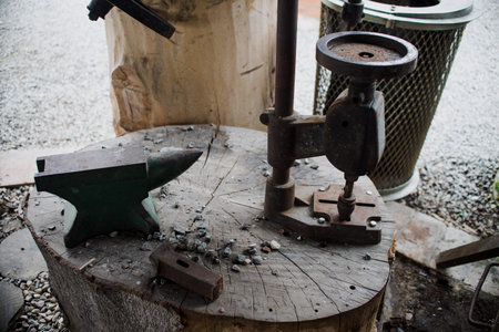 Inside an old vintage blacksmith and workshop