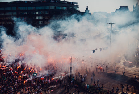 Wroclaw,Poland. 1 August 2017.  The celebration of the anniversary of the Warsaw Uprising in Wroclawのeditorial素材