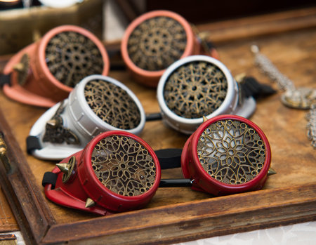 close up on vintage cyber punk glassesの写真素材