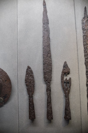 Brescia, Italy, 11 August 2017, ancient items of everyday use in Museum of the Roman ruins and Santa Giuliaのeditorial素材