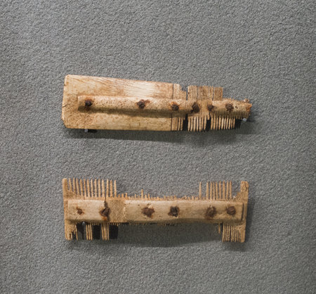 Brescia, Italy, 11 August 2017, ancient items of everyday use in Museum of the Roman ruins and Santa Giuliaのeditorial素材