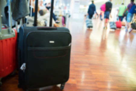 close up on luggage at the airportの写真素材