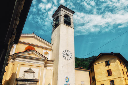 close up on traditinial Italia building - church in Gardone Val Trompia