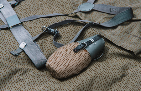 close up on military water bottleの写真素材