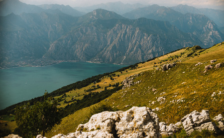 panoramic view from Monte Baldo in Italyの写真素材