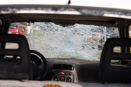car after an accident, after a pedestrian hit