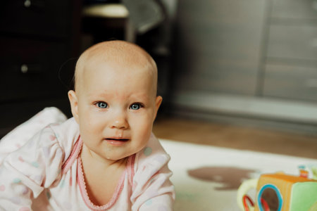 the first cold in a young child, crying, glass eyes, illness