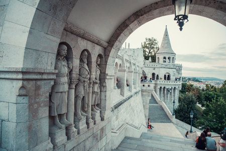 16.08.2019 Budapest, Hungary, view on Halaszbastya - Fisherman Bastionのeditorial素材