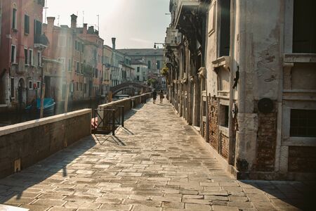 classic road in venice, italyの写真素材