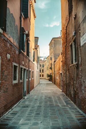 classic road in venice, italyの写真素材