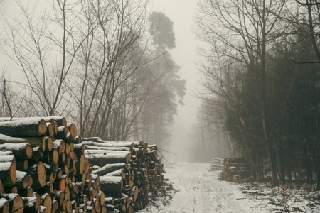 trees covered with fog in the early morning