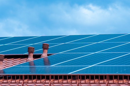 solar panels on the roof of the shop and company, reducing energy costs