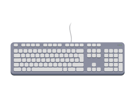 Computer keyboard grey color vector flat desighnのイラスト素材