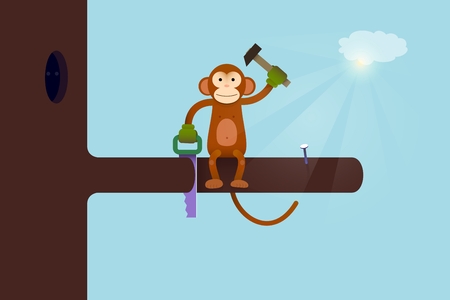 This Webpage is Under Construction concept. Monkey cartoon funのイラスト素材