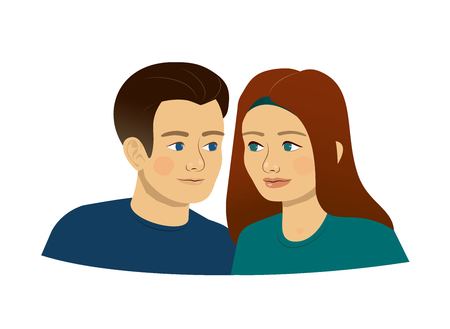 man and woman, boy and girl - young people, teenagers - loving couple or just friends, maybe twins - sister and brother, or a symbol of the zodiac sign - Geminiのイラスト素材