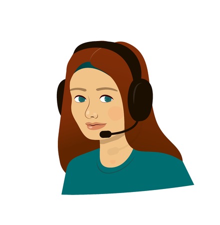 support brunette girl with headphones - call centerのイラスト素材