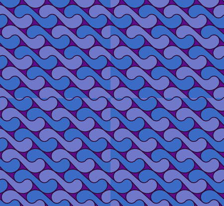 seamless pattern with waves yin yang blue and purple checkerboard alternating colors JPEGの写真素材