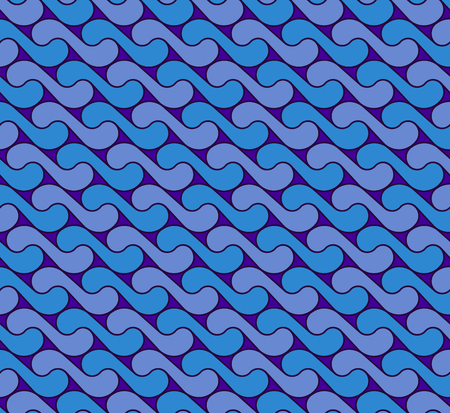 seamless pattern with waves yin yang blue and purple checkerboard alternating colorsのイラスト素材