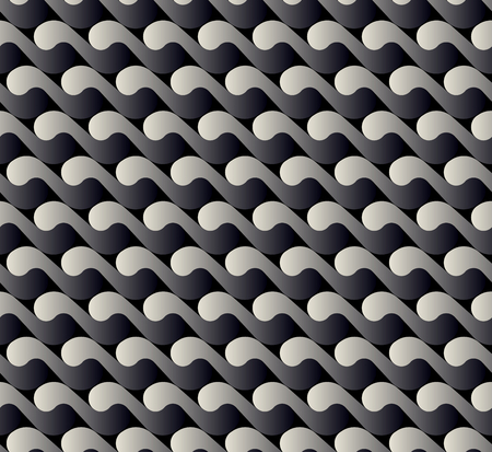 seamless pattern with waves yin yang black whiteのイラスト素材