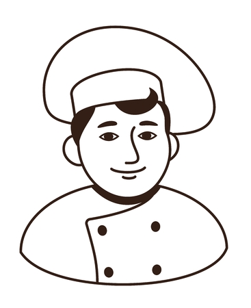 Italian chief-cook icon black-white isolated cartoon isolatedの写真素材