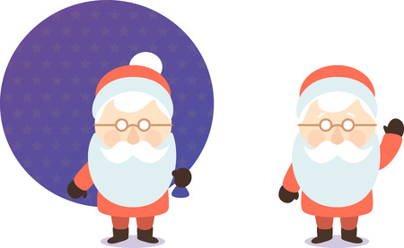 Cartoon santa claus with bag of gifts postcardのイラスト素材
