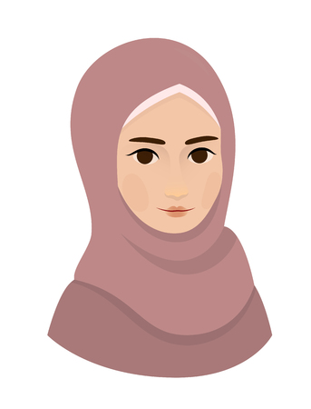 Portrait of muslim beautiful girl woman in hijab, vector illustrationの写真素材