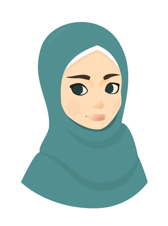 Portrait of muslim beautiful girl woman in hijab, vector illustrationの写真素材