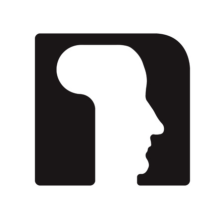 Human face of cyborg robots in monochrome illustration.のイラスト素材