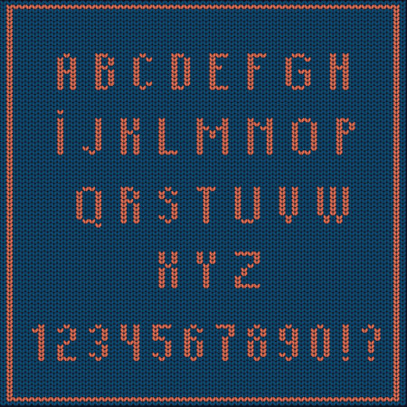 Knitted font on a sweater, Christmas winter type, english latin alphabetのイラスト素材