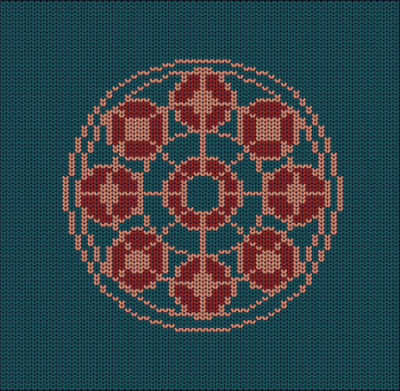Knitted Sweater Design with snowflake Flower . Vector Knit Texture xmas winterのイラスト素材