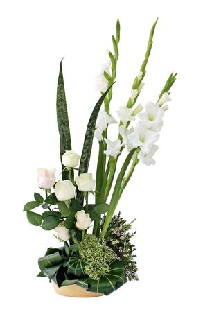 Arrangement of a flower in a low vaseの写真素材