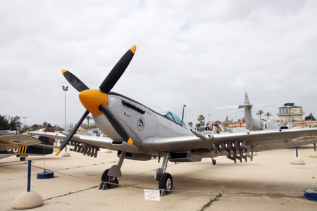 MUSEUM OF THE AIR FORCE IDF. HATZERIM - February 02: British Supermarine Spitfire Mk.1XFebruary 02, 2012 in Hatzerim, Israel のeditorial素材