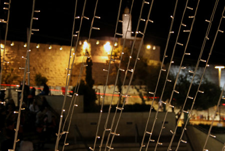 JERUSALEM, ISRAEL - JUNE 18, 2014: Tower of David during the festival "Light of Jerusalem"のeditorial素材