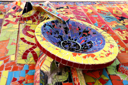 BEERSHEBA, ISRAEL - DECEMBER 06, 2014: bowl of the fountain decorated with mosaics,  Beerchebaのeditorial素材