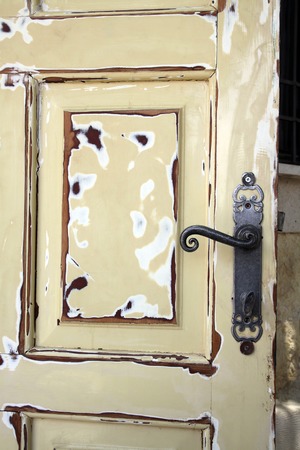 Cleaned and restored Old door with wrought iron handleの写真素材