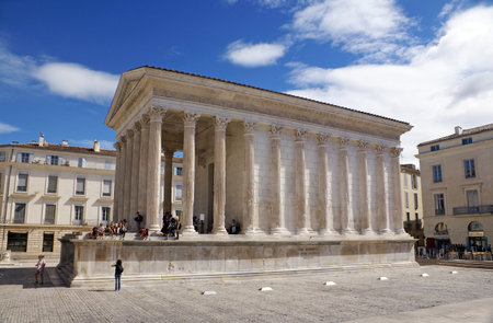 NIMES, FRANCE - OCTOBER 12, 2013: Roman temple Maison Carree in Nimesのeditorial素材