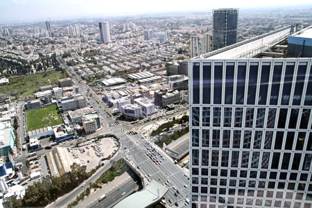 TEL AVIV, ISRAEL - MARCH 21, 2011: View from the heights of Tel Aviv and Givataimのeditorial素材