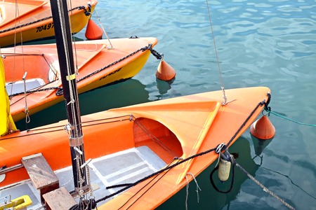 Orange Yachts moored at the yacht clubの写真素材
