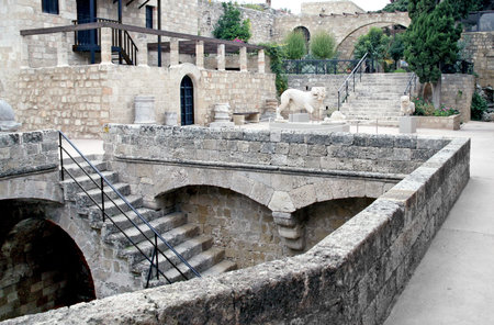 RHODES, GREECE - NOVEMBER 12,  2010: Patio in the Archaeological Museum of Rhodes Crusader cityのeditorial素材