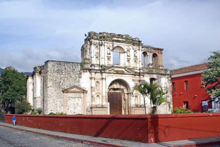 ANTIGUA GUATEMALA - OCTOBER 02, 2015: Church and School of the Society of Jesus. Church destroyed by the  earthquakesのeditorial素材