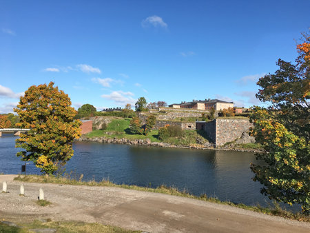 Land and water area of the Finnish fortress Suomenlinna on seven rocky islandsのeditorial素材