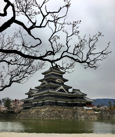 Matsumoto Castle in the Japanese city of Matsumoto nicknamed Crow Castle for its black wallsのeditorial素材