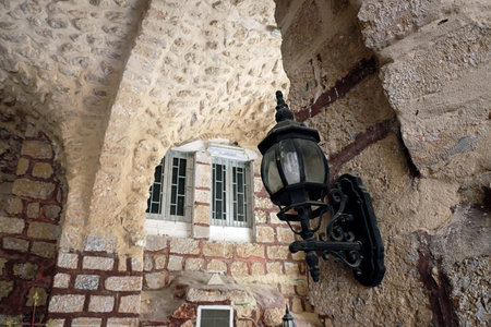 RAMLA, ISRAEL - JULY  22, 2017: Patio of the Greek monastery of St. George the Victorious in Ramlaのeditorial素材