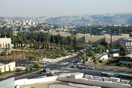 JERUSALEM, ISRAEL - JUNE 27, 2017: View on the Governmental Campus in the Givat Ram  quarter in...