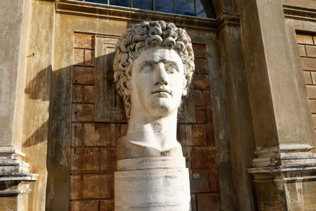 VATICAN,  VATICAN - DECEMBER 29, 2017: Head from the colossal statue of Augustus in the courtyard of...