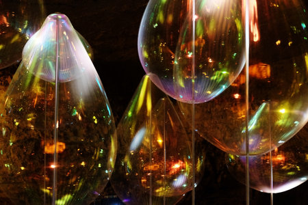 JERUSALEM, ISRAEL - JUNE 04, 2018: Jerusalem Festival of Lights 2018. Installation in the Tsidkiyagu Cave (Zedekiah)のeditorial素材