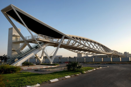 BEER SHEVA, ISRAEL - OCTOBER 26, 2017: Modern bridge in the High-Tech Park Gev Yam Negev in Beer Shevaのeditorial素材