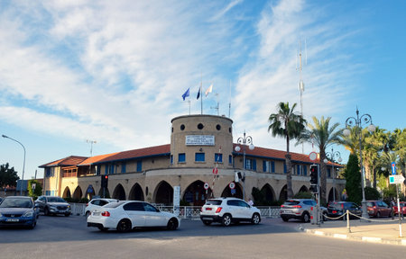 LARNAKA, CYPRUS - MAY 11, 2019: Larnaca Divisional Police Station in a historic buildingのeditorial素材