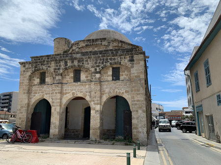 LARNAKA, CYPRUS - MAY 11, 2019: Antique closed mosque in the center of Larnacaのeditorial素材